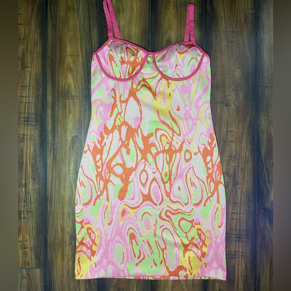 Zara Pink and Orange Abstract Dress